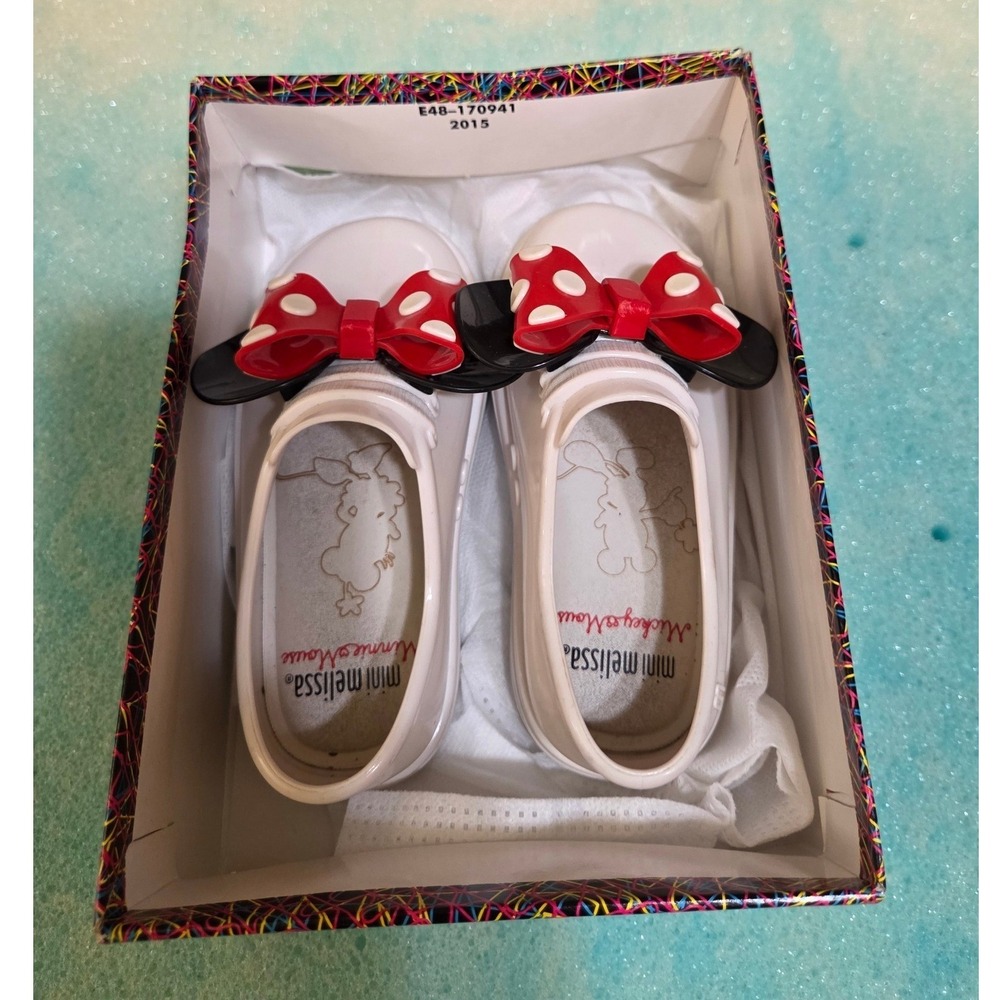 Mini Melissa Minnie Mouse White Jelly Shoes Bow Red Sneakers Girls Size 7